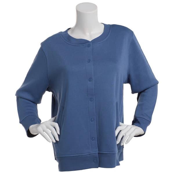 Petite Hasting & Smith Long Sleeve Fleece Baseball Cardigan - image 