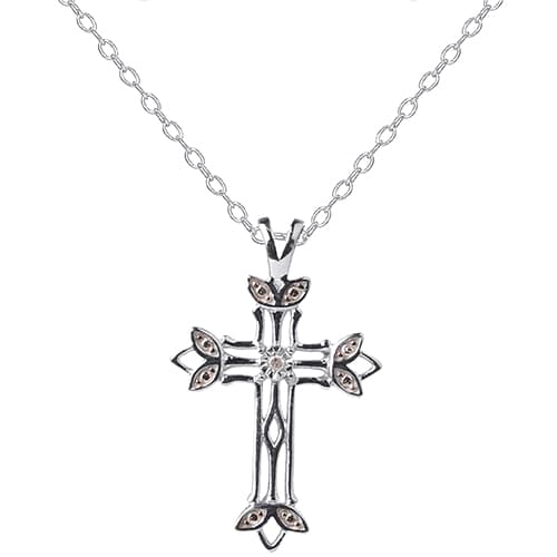 Accents by Gianni Argento Diamond Accent Scroll Cross Necklace - image 