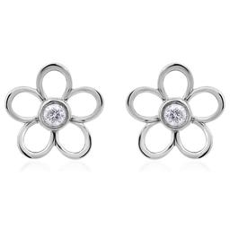 Diamond Classics™ Sterling Silver 1/5ctw. Diamond Flower Earrings