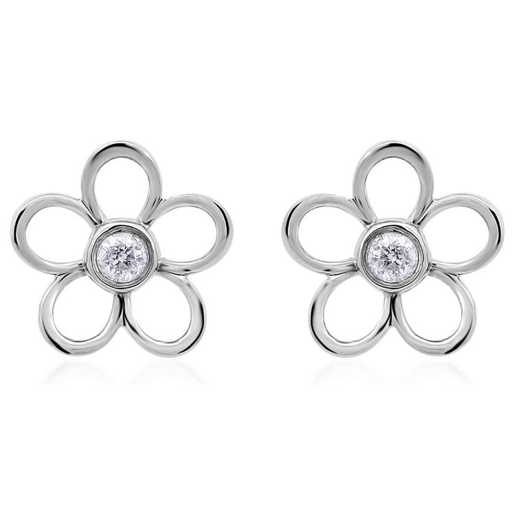 Diamond Classics™ Sterling Silver 1/5ctw. Diamond Flower Earrings