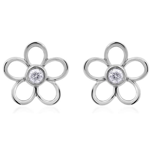 Diamond Classics™ Sterling Silver 1/5ctw. Diamond Flower Earrings