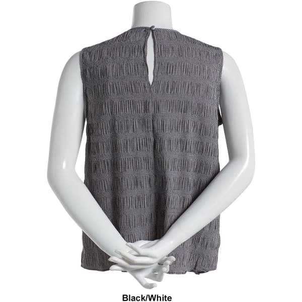 Womens Zac & Rachel Sleeveless Tiny Gingham Textured Knit Blouse