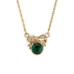 1928 Jewelry 16in. Gold-Tone Green Bow Necklace