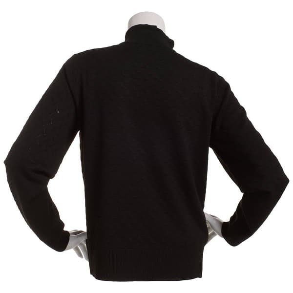 Womens Retrology Ribbed Eyelet Mock Neck Sweater