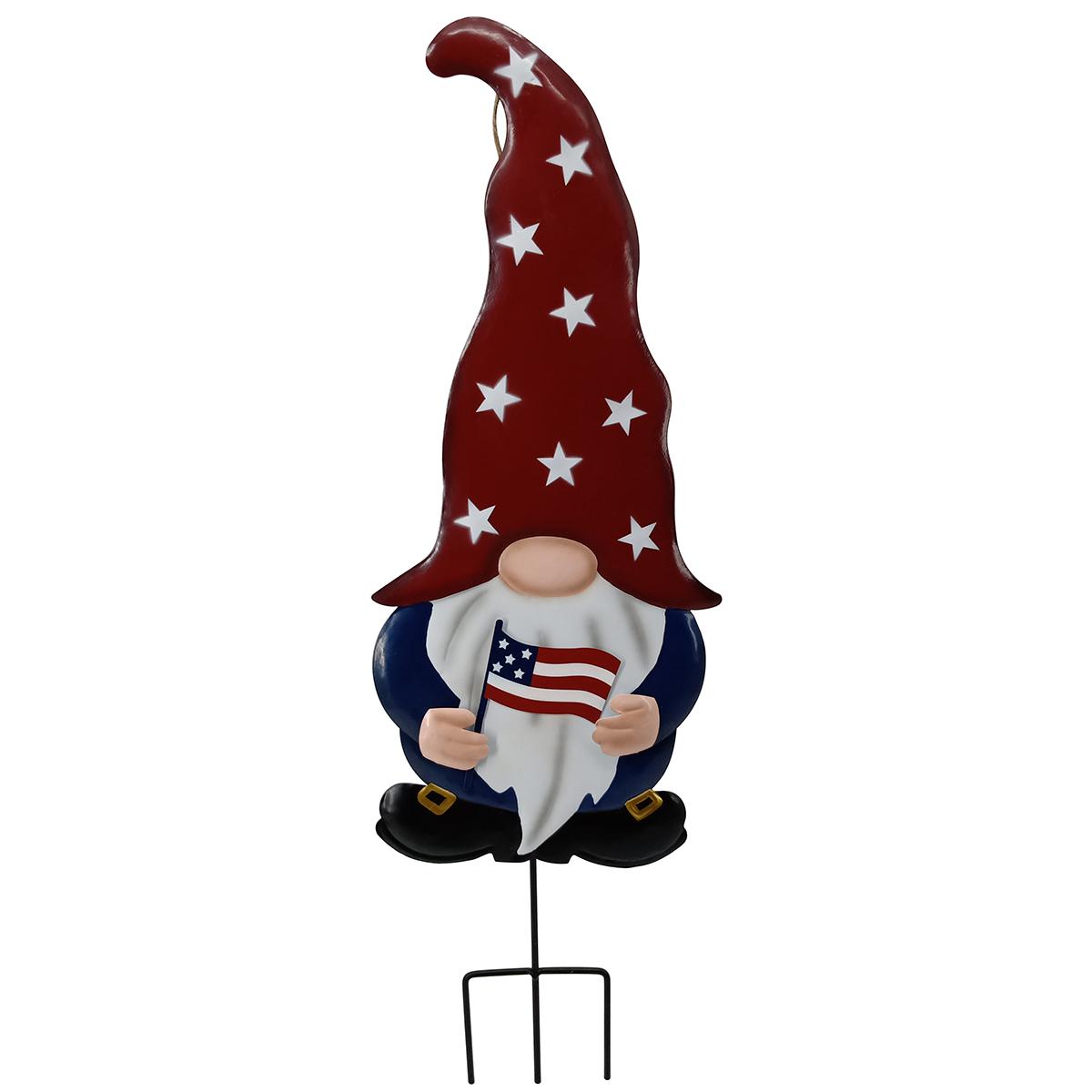 Metal Patriotic Gnome Garden Stake
