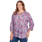 Plus Size Ruby Rd. Nouveau 3/4 Sleeve Marled Paisley Blouse - image 3