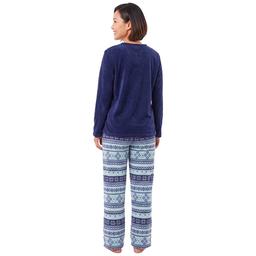 Womens Pink Laundry Long Sleeve Fair isle Plush Folded Pajama Set