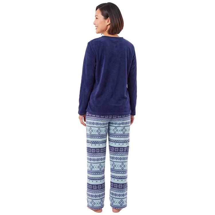 Womens Pink Laundry Long Sleeve Fair isle Plush Folded Pajama Set