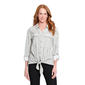 Womens Multiples Roll Tab Sleeve 2 Pocket Tie Waist Stripe Button - image 1