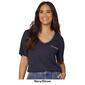 Womens Democracy Short Sleeve V-Neck Blanket Stitch Pocket Tee - image 2