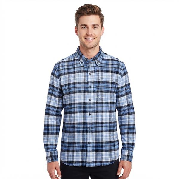 Mens Jackson Hole Long Sleeve Flannel Shirt - Blue / Navy / White - image 