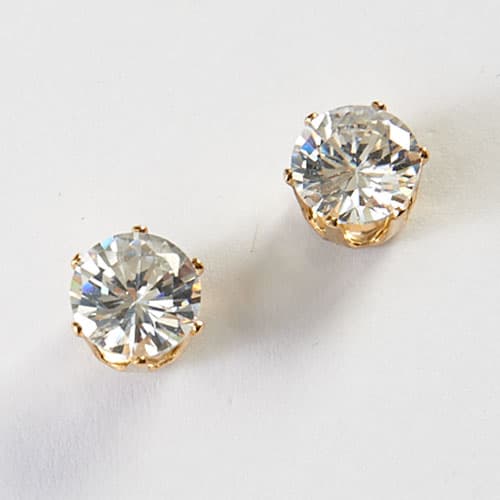 Gold & 6ctw. Cubic Zirconia Post Earrings - image 