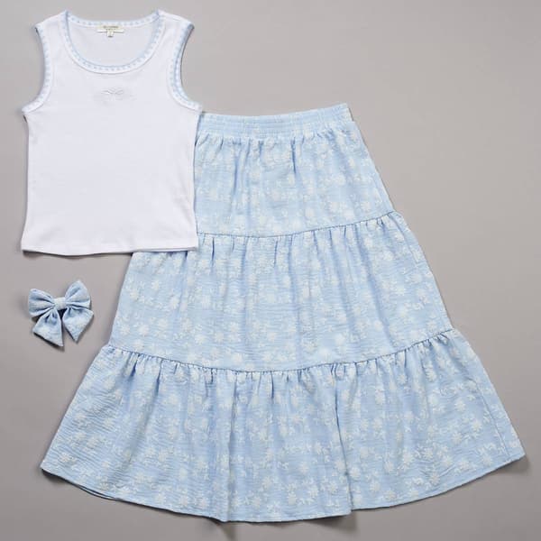 Girls (7-16) No Comment Bow Tank w/ Tiered Maxi Skirt - image 