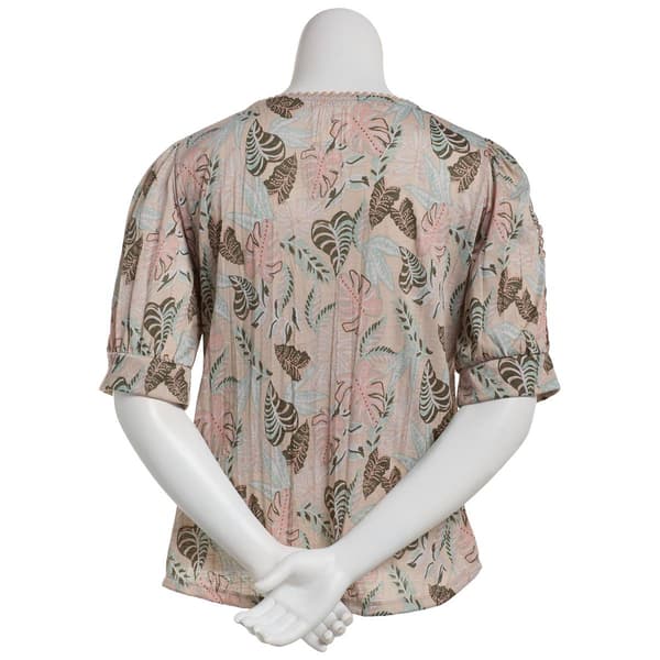 Womens New York Laundry Elbow Sleeve Tropical Crochet Blouse