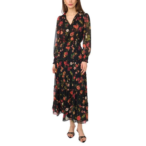 Plus Size MSK Long Sleeve Print ITY Tier Maxi - image 