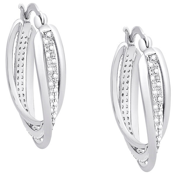 Gianni Argento Silver 1/4ct. Diamond Swirl Hoop Earrings - image 