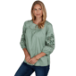 Womens Ruby Rd. Game of Luxe Embroidered Sleeve Voile Blouse - image 3