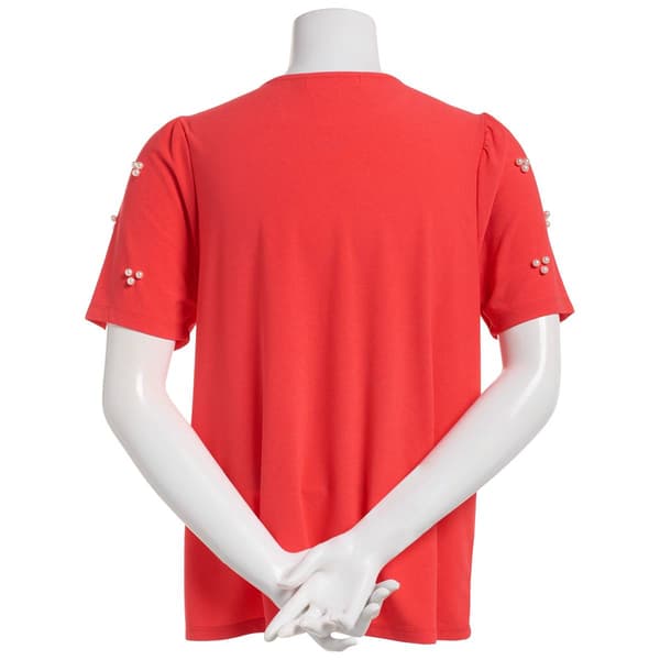 Womens 89th & Madison Pearl Cluster Crystal Crepe Blouse