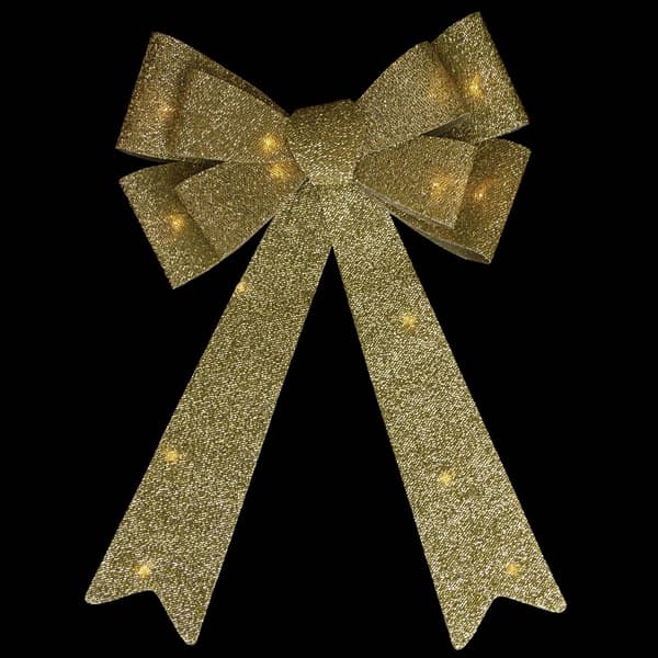 Northlight Seasonal 24in. LED Gold Tinsel Christmas Bow Décor