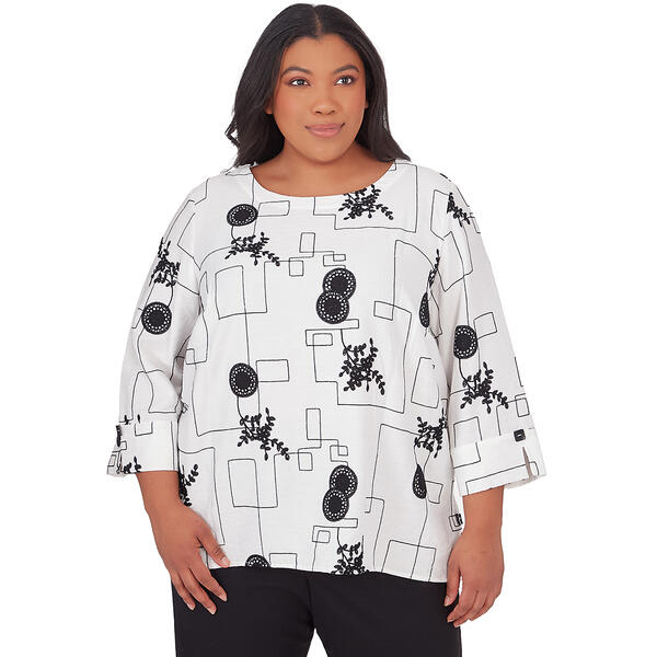 Plus Size Alfred Dunner Opposites Attract Woven Geometric Top - image 