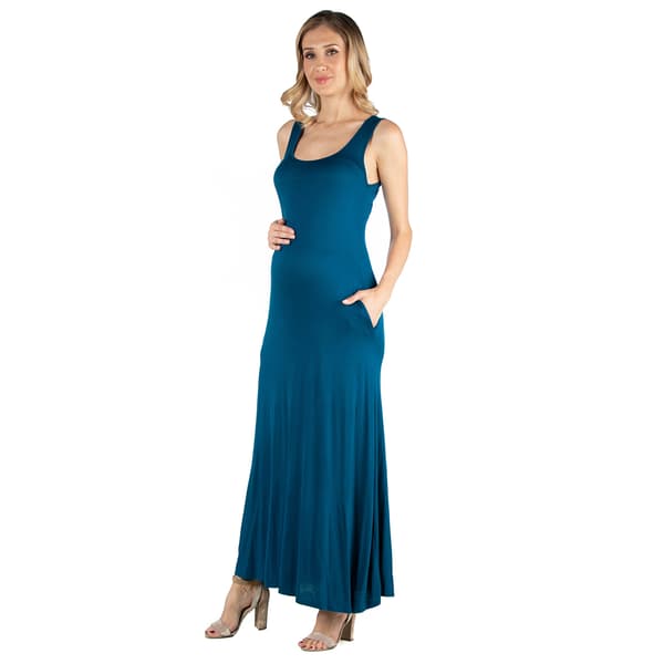 Plus Size 24/7 Comfort Apparel Pocket Maternity Maxi Dress
