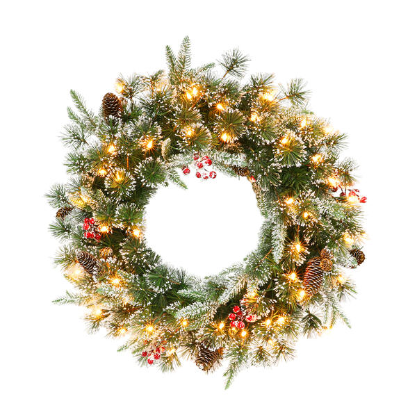 Puleo International 24in. Pre-Lit Decorated Christmas Wreath - image 