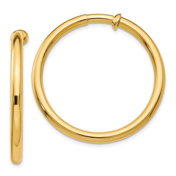 Gold Classics&#40;tm&#41; 14k 30x3mm Gold Non-Pierced Hoop Earrings - image 