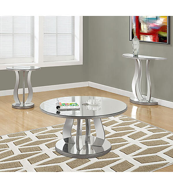 Monarch Specialties Round Mirrored End Table