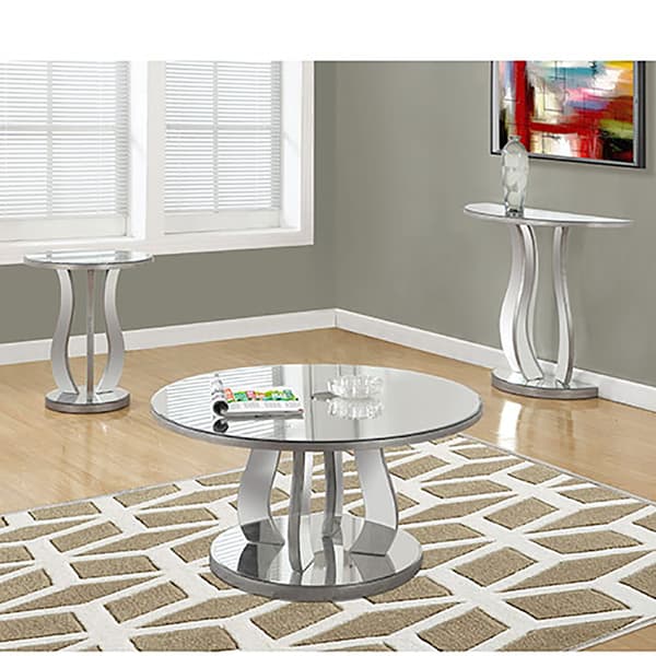 Monarch Specialties Round Mirrored End Table