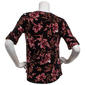Womens AK Anne Klein Elbow Sleeve Button Front Floral Blouse - image 2