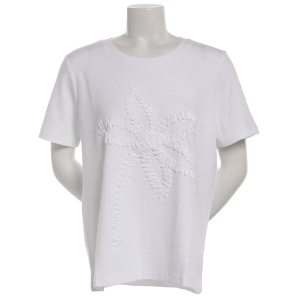 Plus Size Hasting & Smith Short Sleeve Soutache Palm Tree Tee - image 