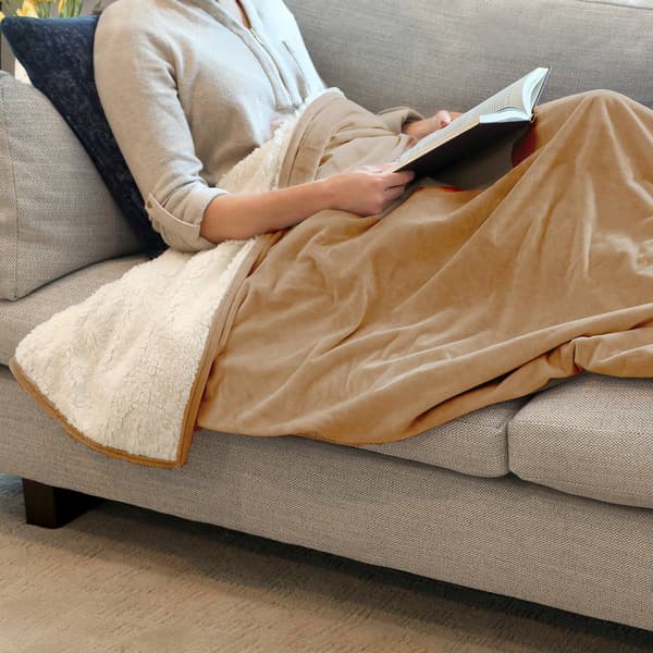 St. James Home Velvet and Sherpa Foot Pocket Throw
