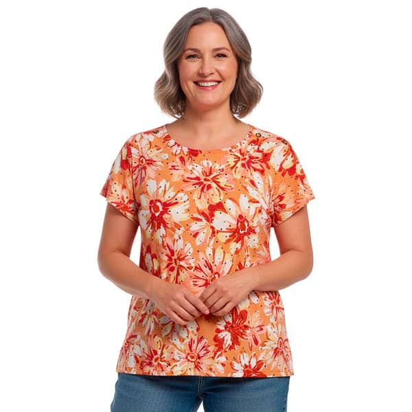 Plus Size Emily Daniels Button Shoulder Floral Disco Dot Blouse - image 