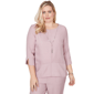 Womens Alfred Dunner Vintage Charm Textured Spliced Rose Top Wit - image 1