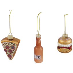Northlight 3pc. Pizza Burger and Beer Glass Christmas Ornaments