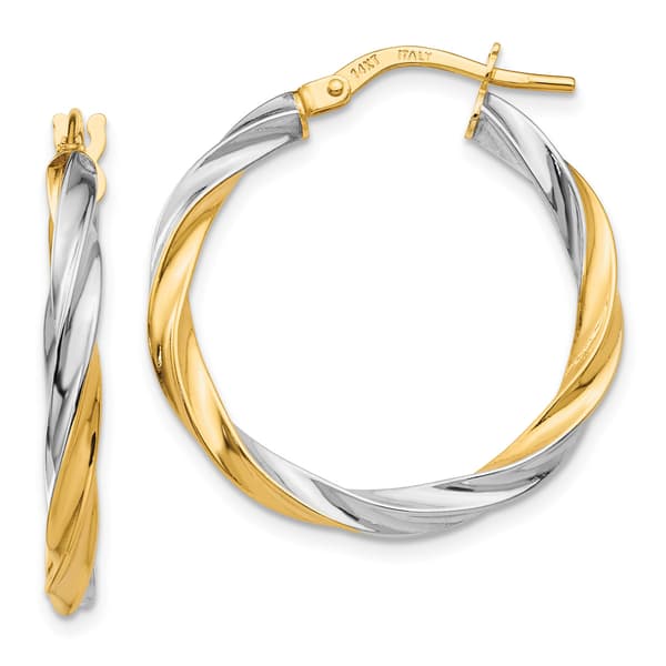 Gold Classics&#40;tm&#41; Gold & Rhodium Twist Hoop Earrings - image 