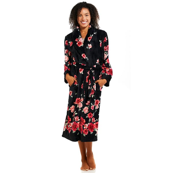 Womens Jasmine Rose Floral Border Shawl Robe