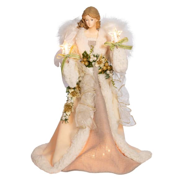 Kurt S. Adler 16in. Ivory and Grey Angel Tree Topper