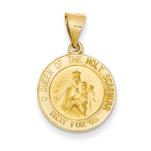 Unisex Gold Classics&#40;tm&#41; 14kt. Queen of the Holy Scapular Pendant - image 