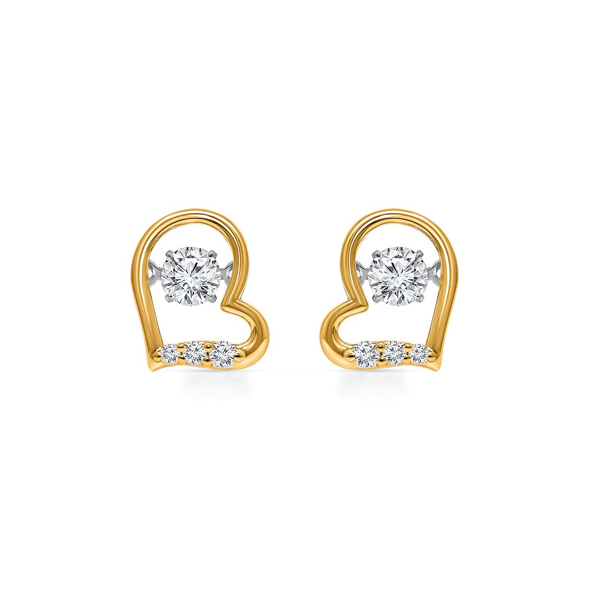 Nova Star® Gold over Silver Lab Grown Diamond Heart Earrings