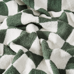 Truly Soft Cozy Checkerboard Beige Reversible Throw