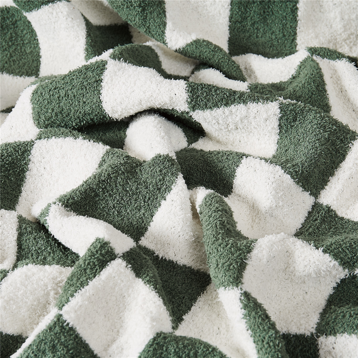 Truly Soft Cozy Checkerboard Beige Reversible Throw