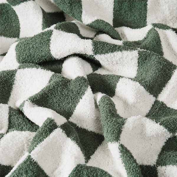 Truly Soft Cozy Checkerboard Beige Reversible Throw