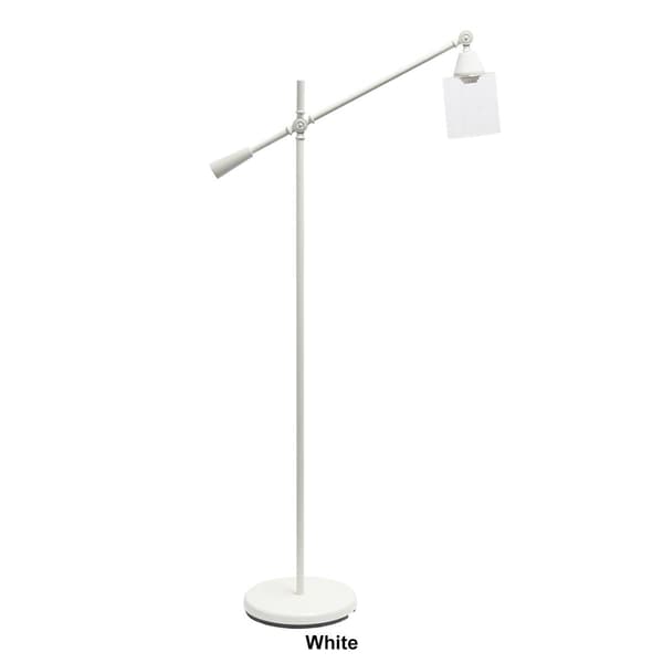 Lalia Home Swing Arm Floor Lamp w/Clear Glass Cylindrical Shade