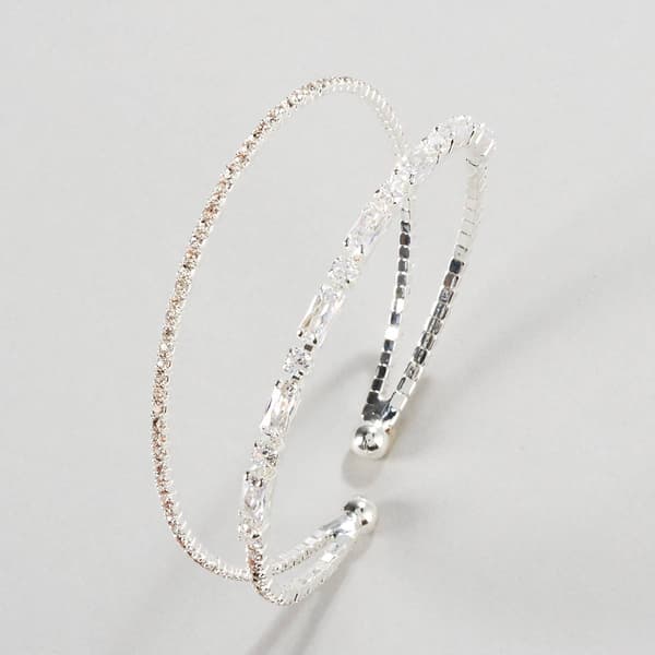 Rosa Rhinestones 2-Row Mixed Rhinestone Cuff Bracelet - image 