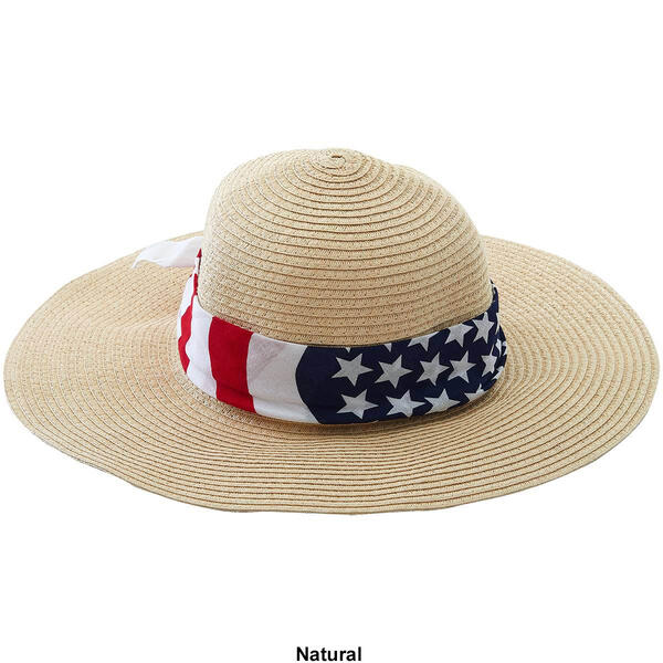Womens Mad Hatter Americana Floppy Hat with Back Bow