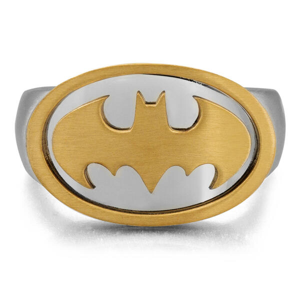 Mens Gentlemans Classics&#40;tm&#41; Stainless Steel Two-Tone Batman&#40;tm&#41; Ring - image 