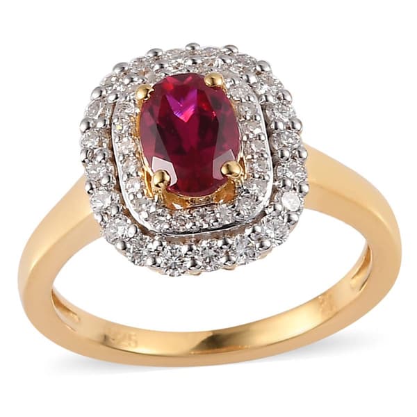 Nova Star(R) Oval Created Ruby & Lab Grown Diamond Ring - image 