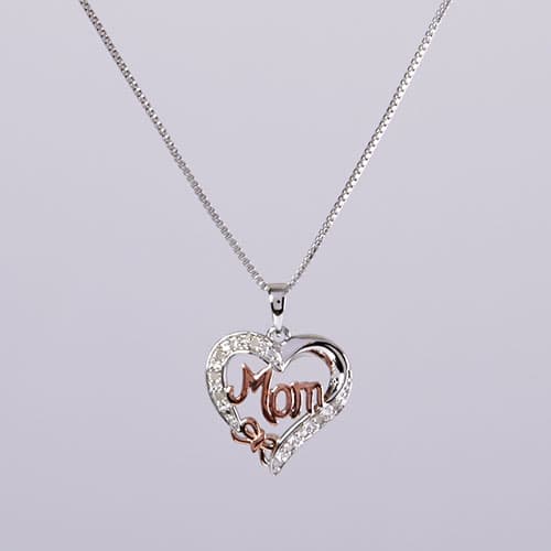 Marsala 1/10ctw. Two-Tone Mom Heart Pendant