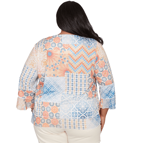 Plus Size Alfred Dunner Beachcomber Flounce Sleeve Blouse